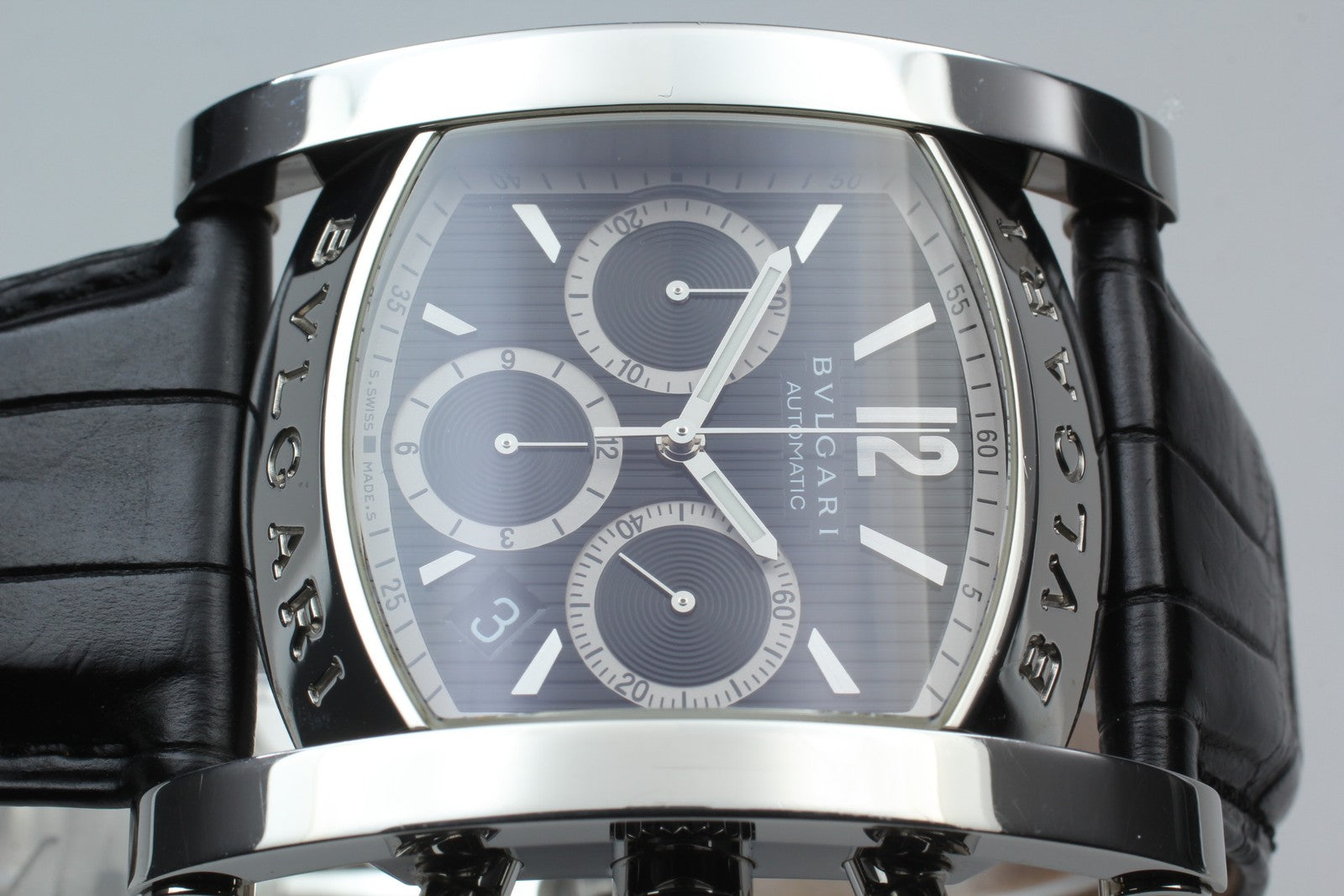 [w/ Box] BVLGARI Assioma AA48SCH Chronograph Black 38mm Automatic Men's Watch