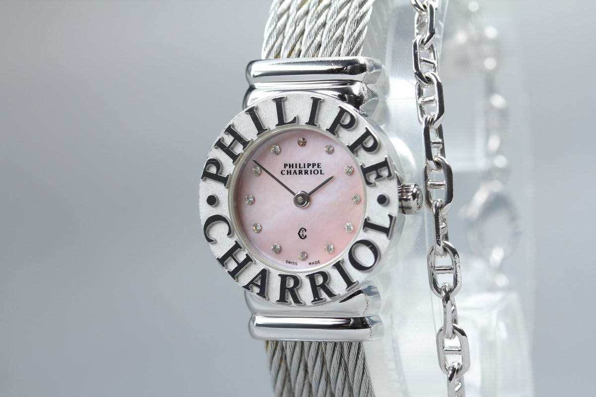 PHILIPPE CHARRIOL St.Tropez Pink 12P Stones 6009908 24mm Qz Women's Watch [Box]