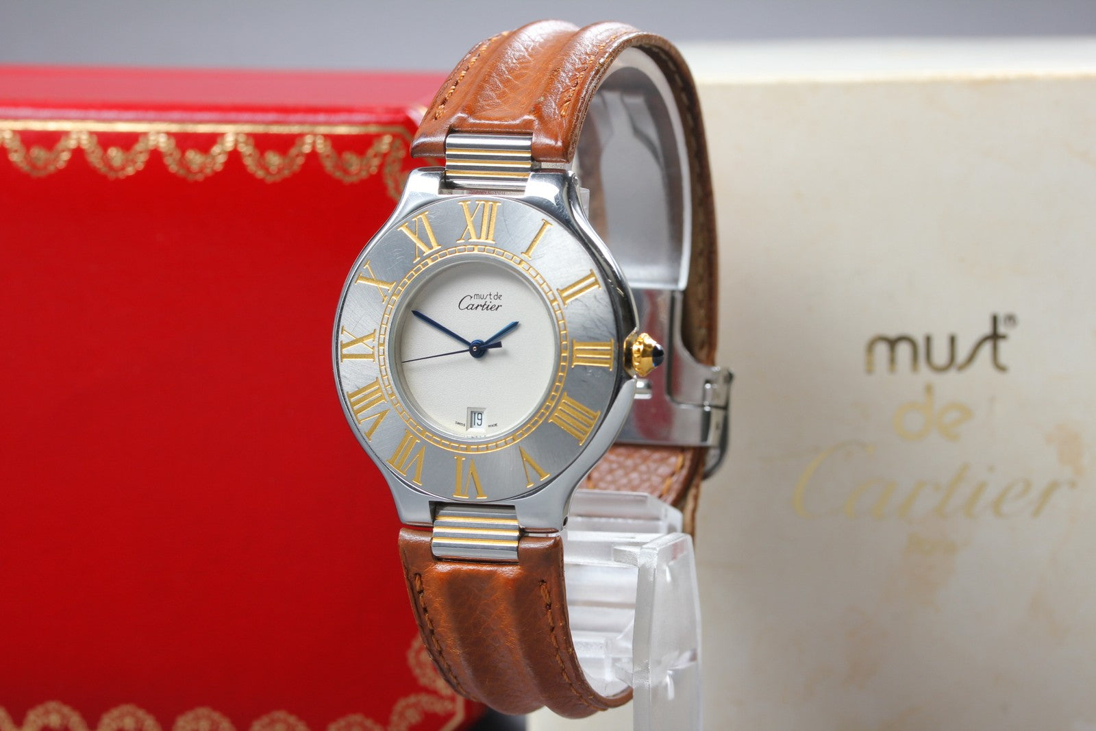 Vintage [Exc+5 Box] Cartier Must de Cartier 21 126000P 34mm Men's Quartz Watch