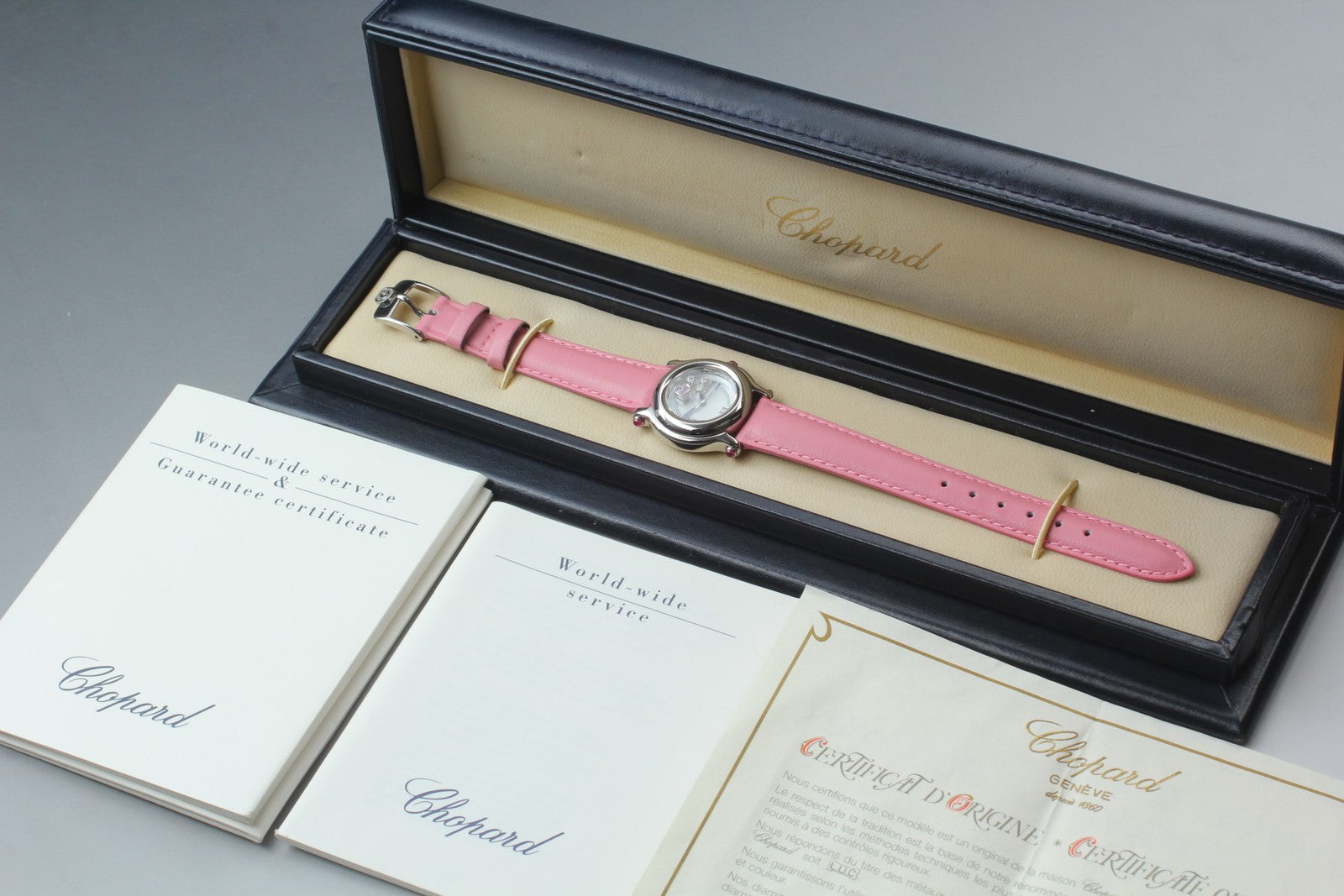 [Exc+5 Box] Chopard Happy Sports 27/8245-42 Heart Diamond Pink Qz Women’s Watch