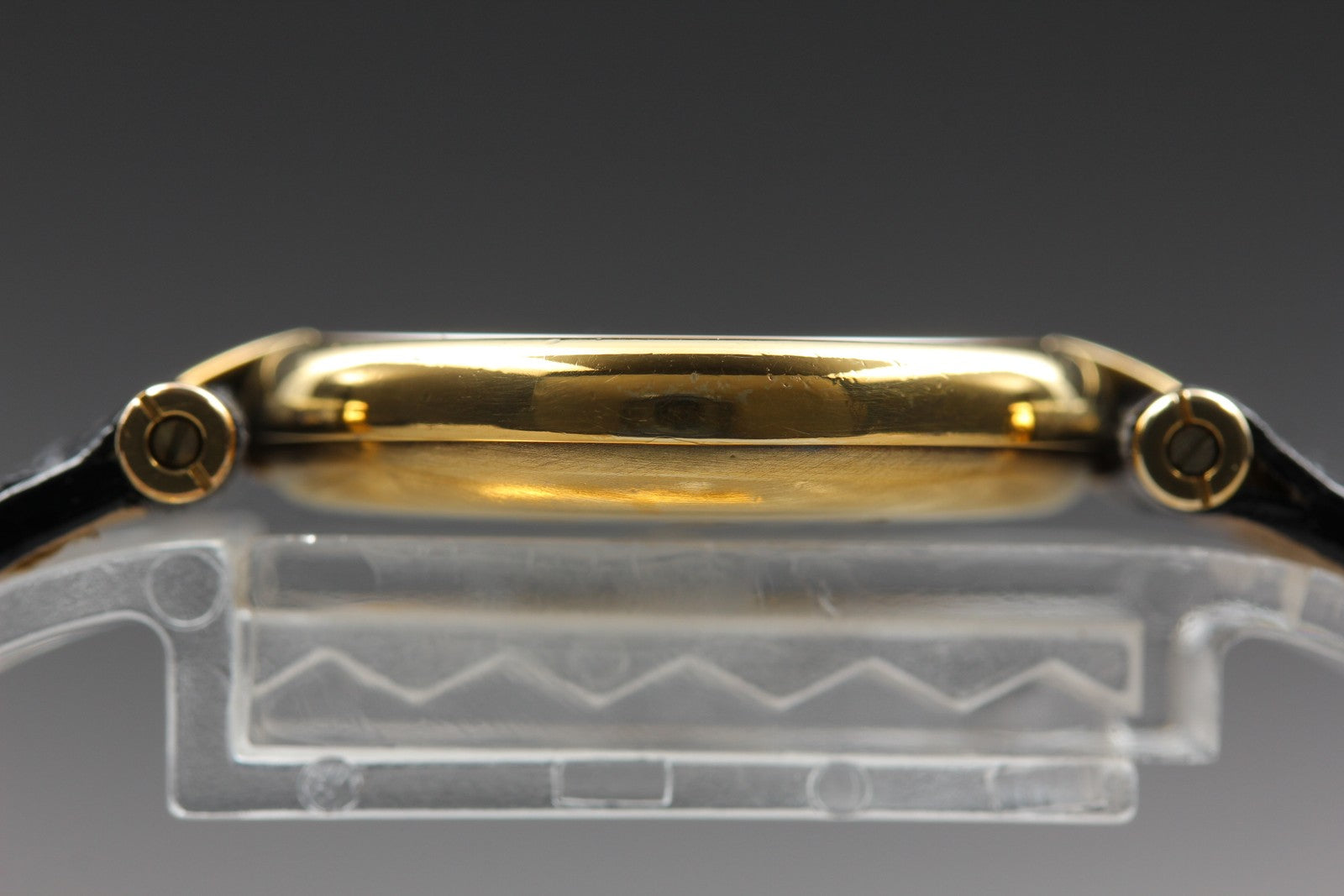 Vintage Cartier Must Vendome Vermeil 590004 Gold Black 24mm Women's Qz Watch