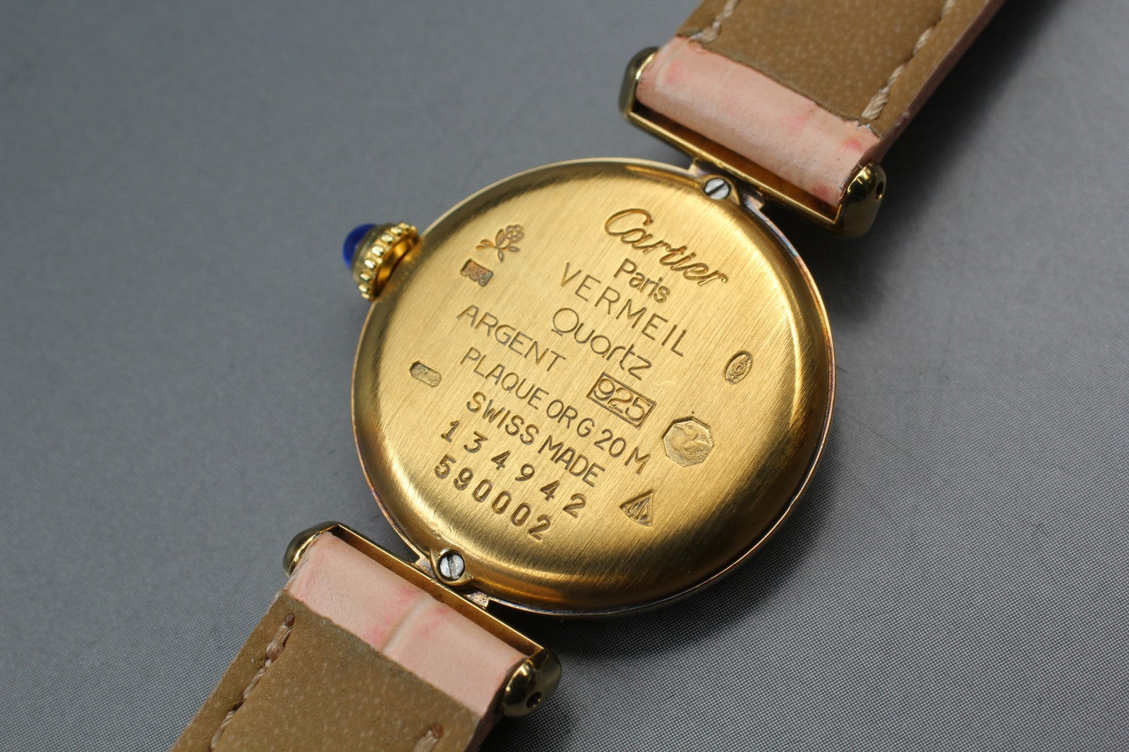 Vintage Cartier Must Colisee Vermeil 590002 Gold Pink 23mm Women's Quartz Watch