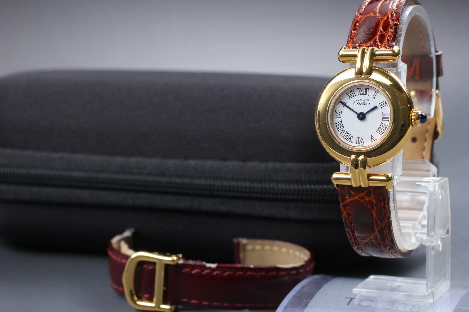 Vintage[Exc+5] Cartier Must Colisee Vermeil 2410 Brown Gold Women's Quartz Watch