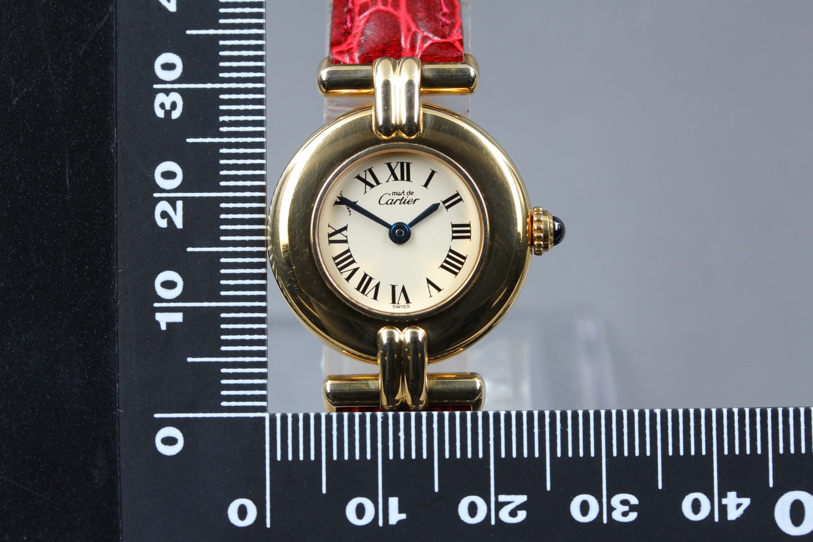 Vintage [Exc+5 Box] Cartier Must Colisee Vermeil 590002 Red Women's Quartz Watch