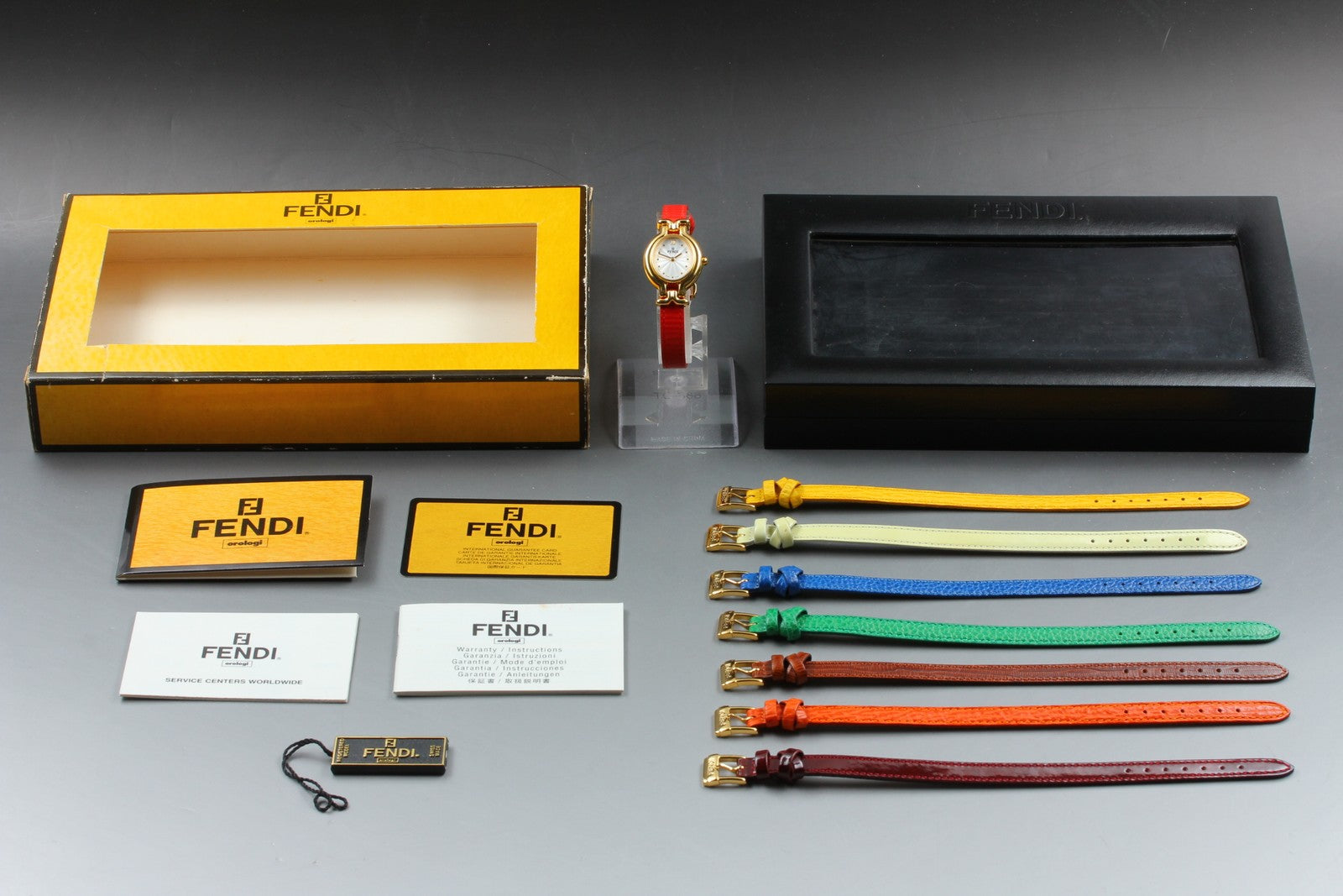 Vintage FENDI 640L Chameleon 8 Colors Belt Gold Women's Quartz Watch [w/Box]