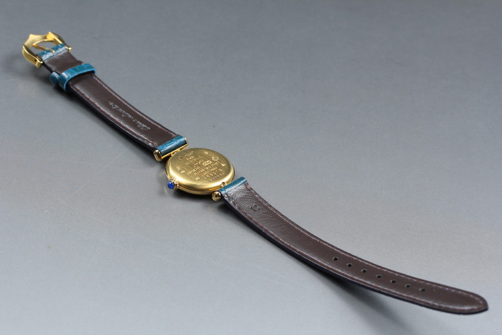 Vintage Cartier Must Colisee Vermeil 590002 Blue White Dial Women's Qz Watch