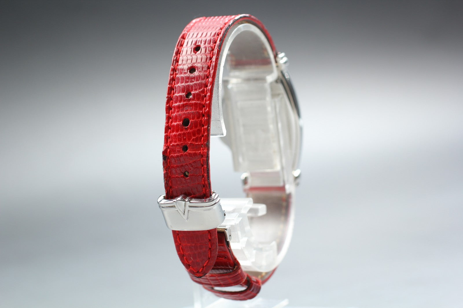 Jean d'eve Sectora Gold 24mm Silver Red Women's Quartz Watch JAPAN [w /Box]