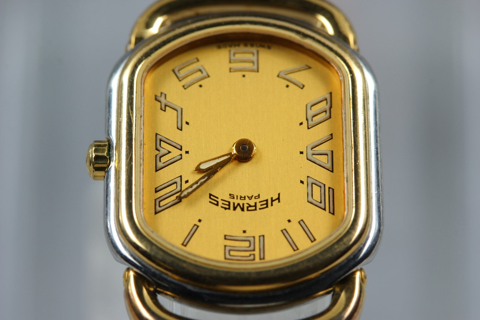 New Batt HERMES Rally Quartz Gold Dial Women's Watch 20mm From JAPAN