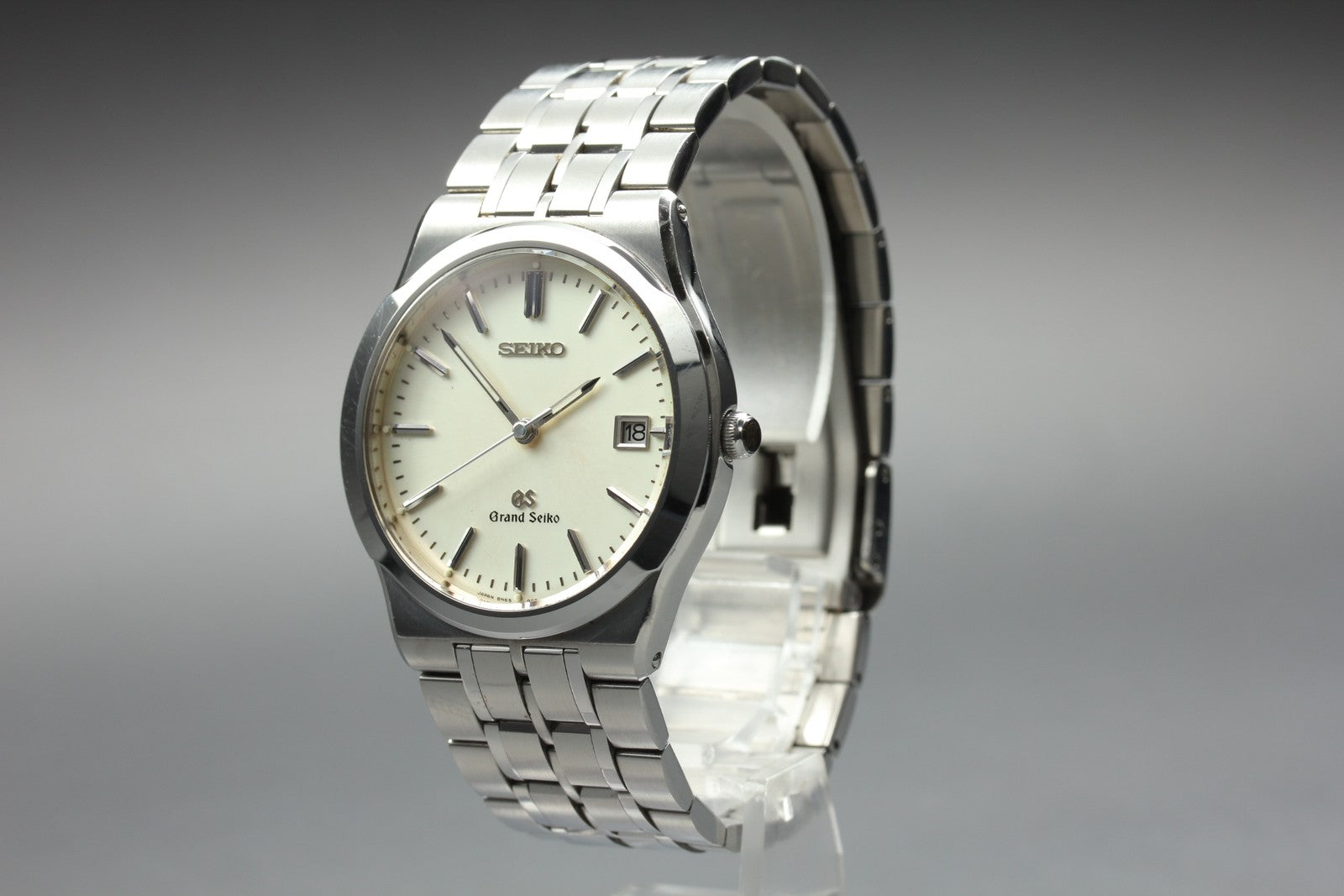 Vintage SEIKO Grand Seiko 8N65-9000 Quartz Unisex Silver Watch 36mm From JAPAN