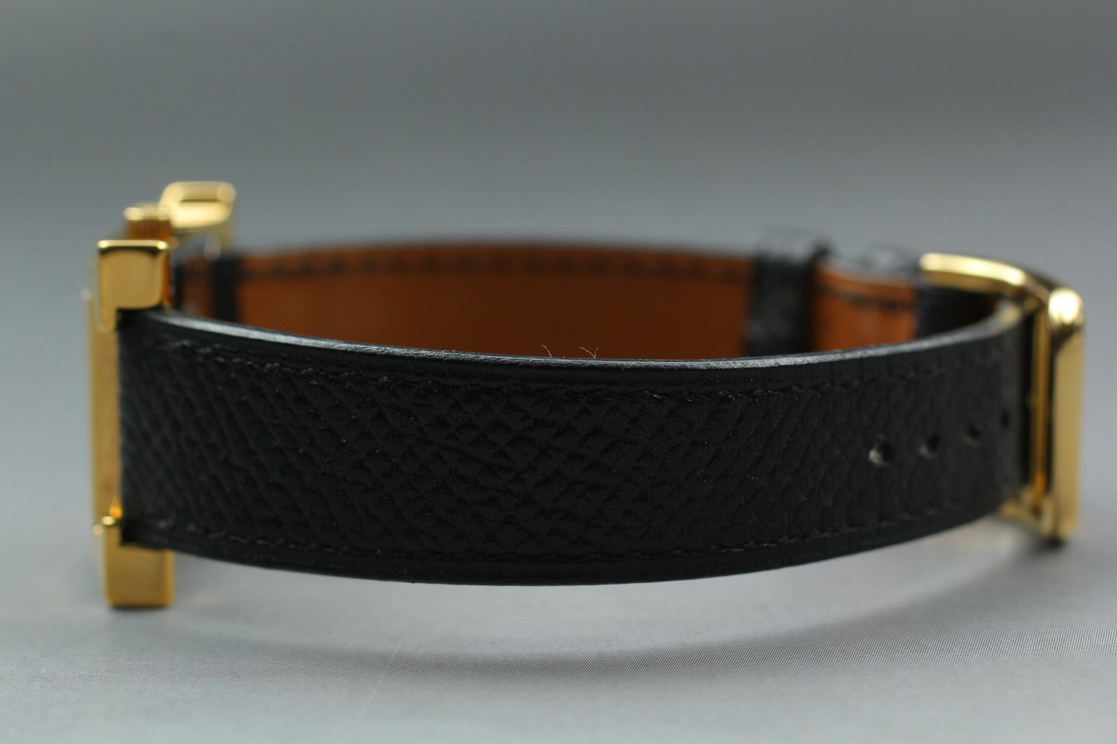 [Exc+5] HERMES H Watch HH1.201 Gold Black "A" 21mm Woman's Watch Quartz JAPAN