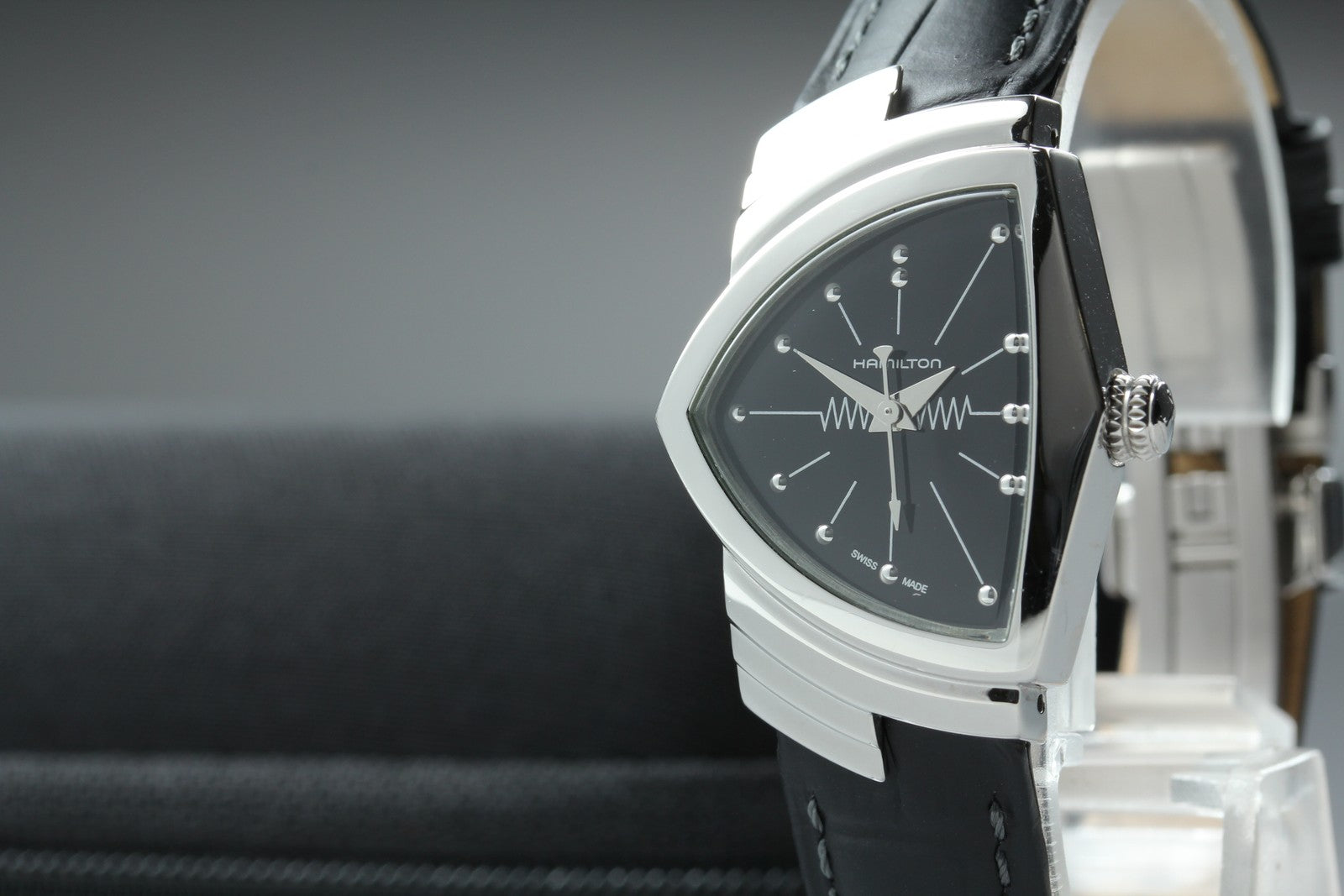 [Exc+5] New Batt HAMILTON Ventura H242112 Quartz Black Women's Watch 24mm JAPAN