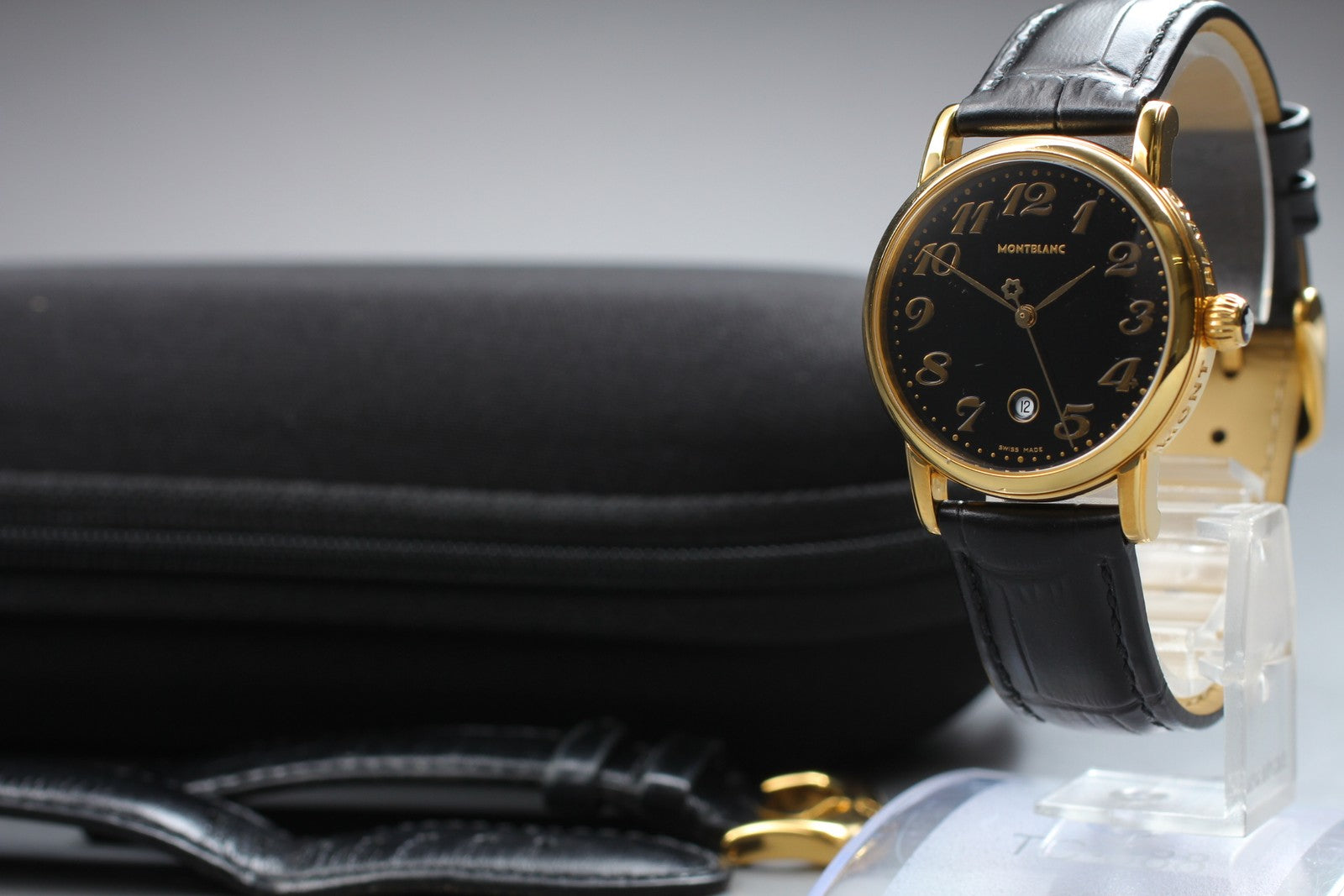 [Exc+5] Montblanc Meisterstuck 7005 Black Dial Gold Unisex Quartz Watch JP