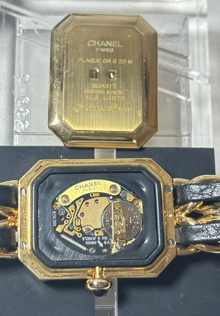 [Exc+5 Box] CHANEL Premiere L Size Black Dial 20mm Gold Quartz Women’s Watch