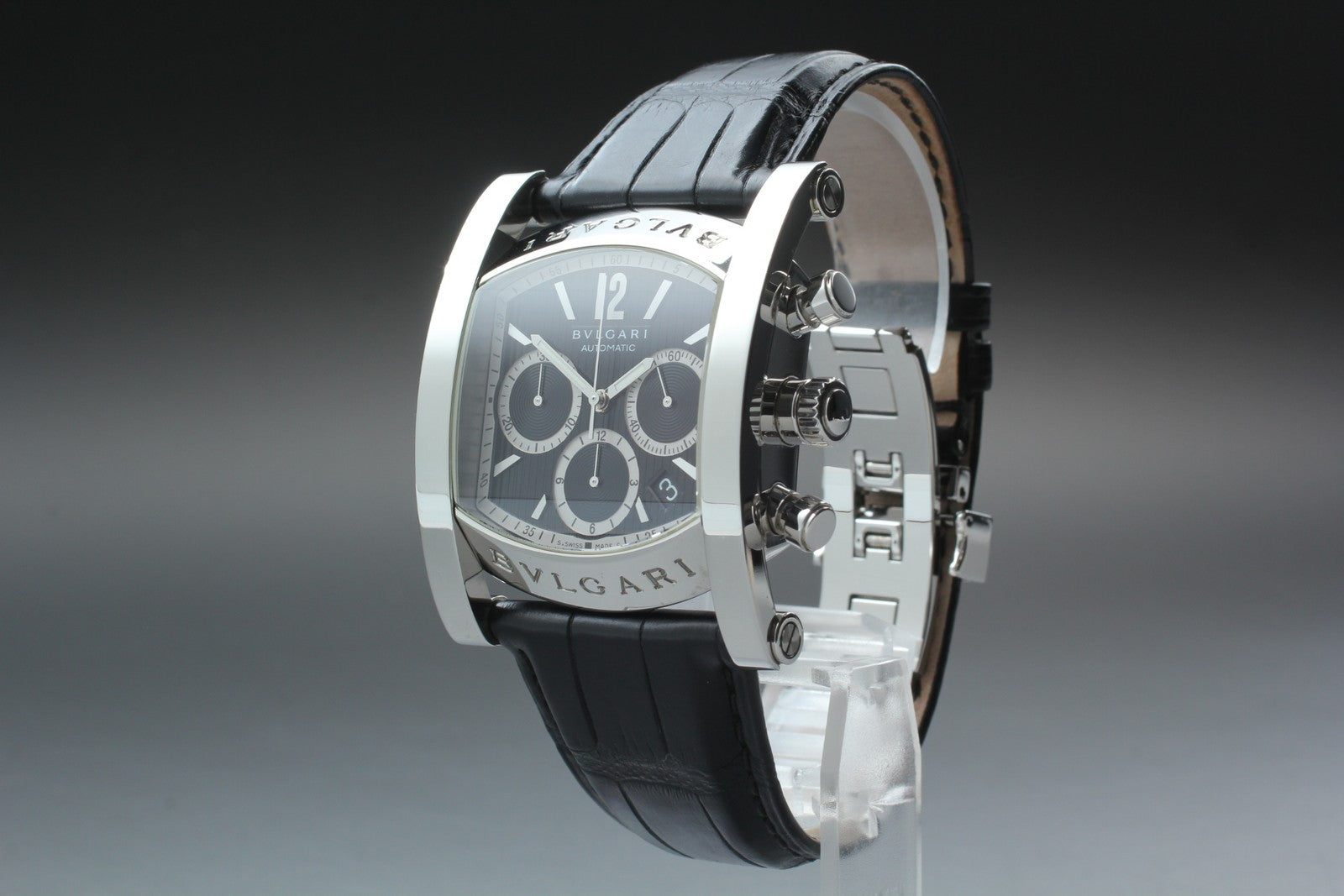 [w/ Box] BVLGARI Assioma AA48SCH Chronograph Black 38mm Automatic Men's Watch