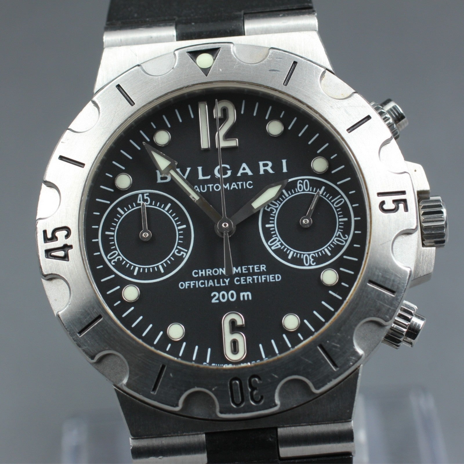 Exc+5* BVLGARI Diagono Scuba SCB38S Automatic Black Men's Watch 38mm From JAPAN