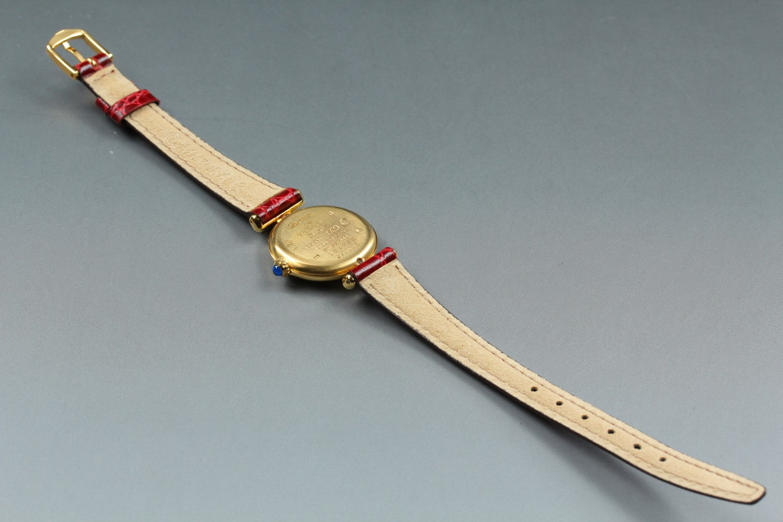 Vintage Cartier Must Colisee Vermeil 590002 Red Women's Quartz Watch [Pouch]
