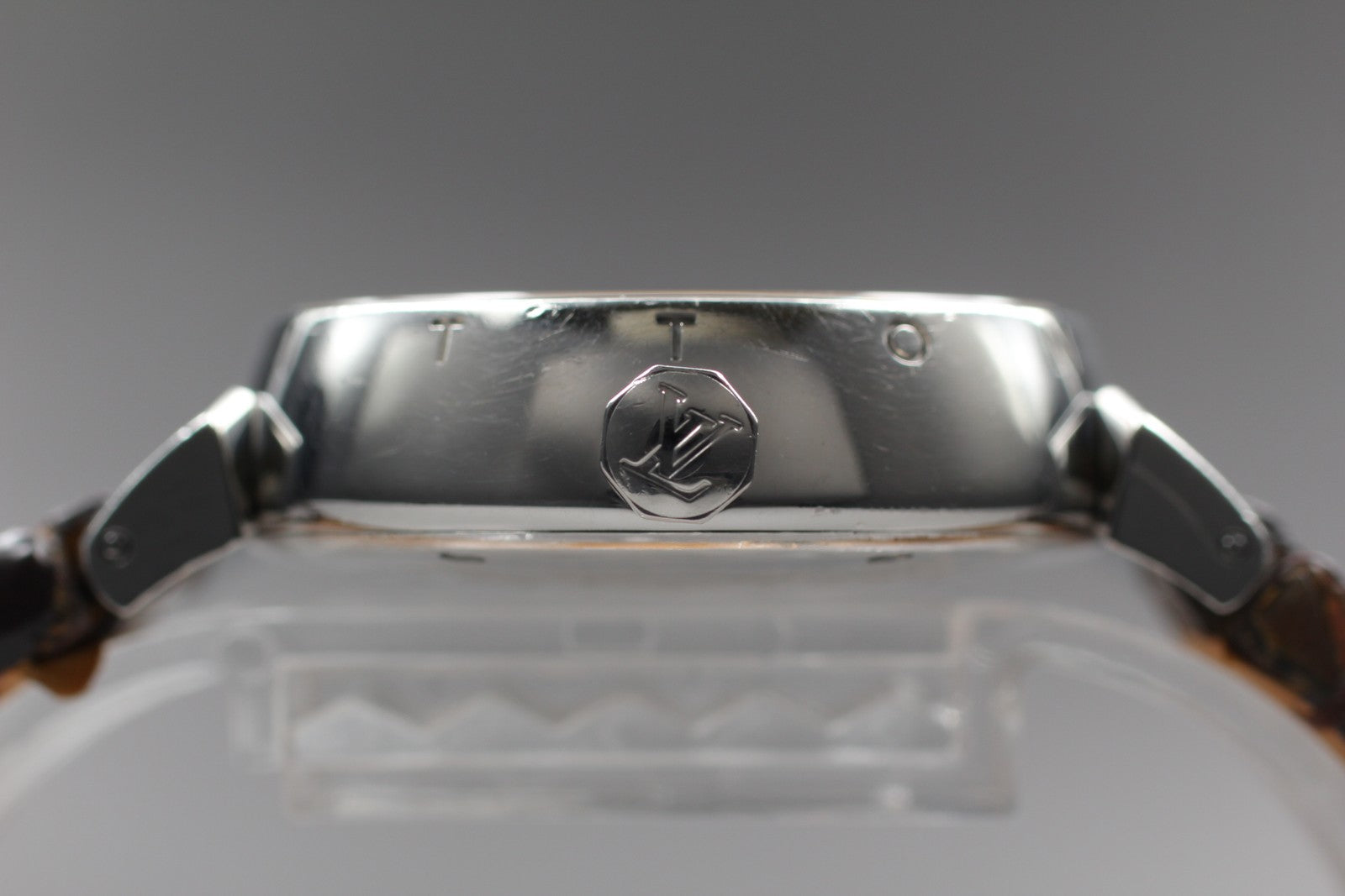 [Exc+5] Louis Vuitton Tambour Q1311 32mm Date Brown Women's Quartz Watch JAPAN