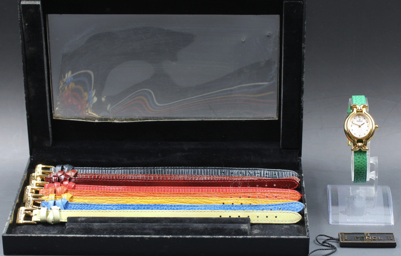 Vintage [Exc+4 Box] FENDI 640L Chameleon 9 Colors Belt Gold Women's Quartz Watch