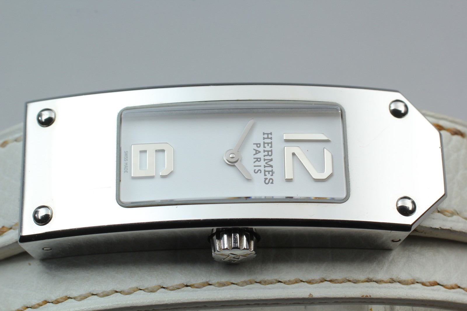 HERMES Kelly 2 Double Tour KT1.210 White 15mm "I" Quartz Women's Watch [w /Box]