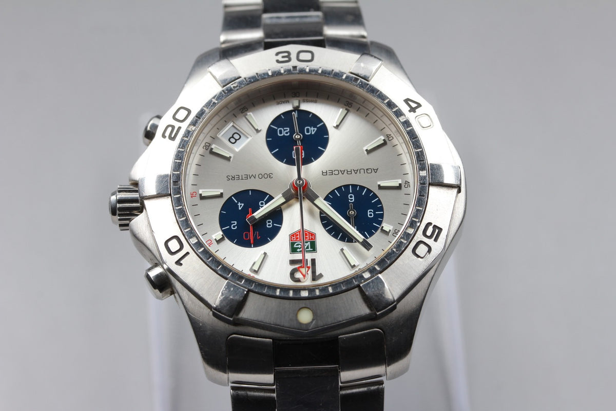 Tag Heuer Aquaracer 300m CAF1110 Chronograph Silver Quartz Men's Watch 42mm JP