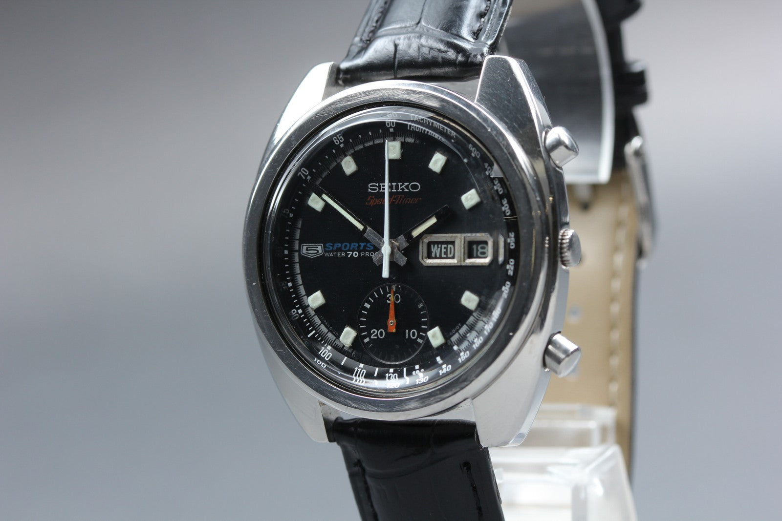 overhauled SEIKO 5 Sports Speed Timer 6139-6010 Automatic Men's Watch 39mm JAPAN