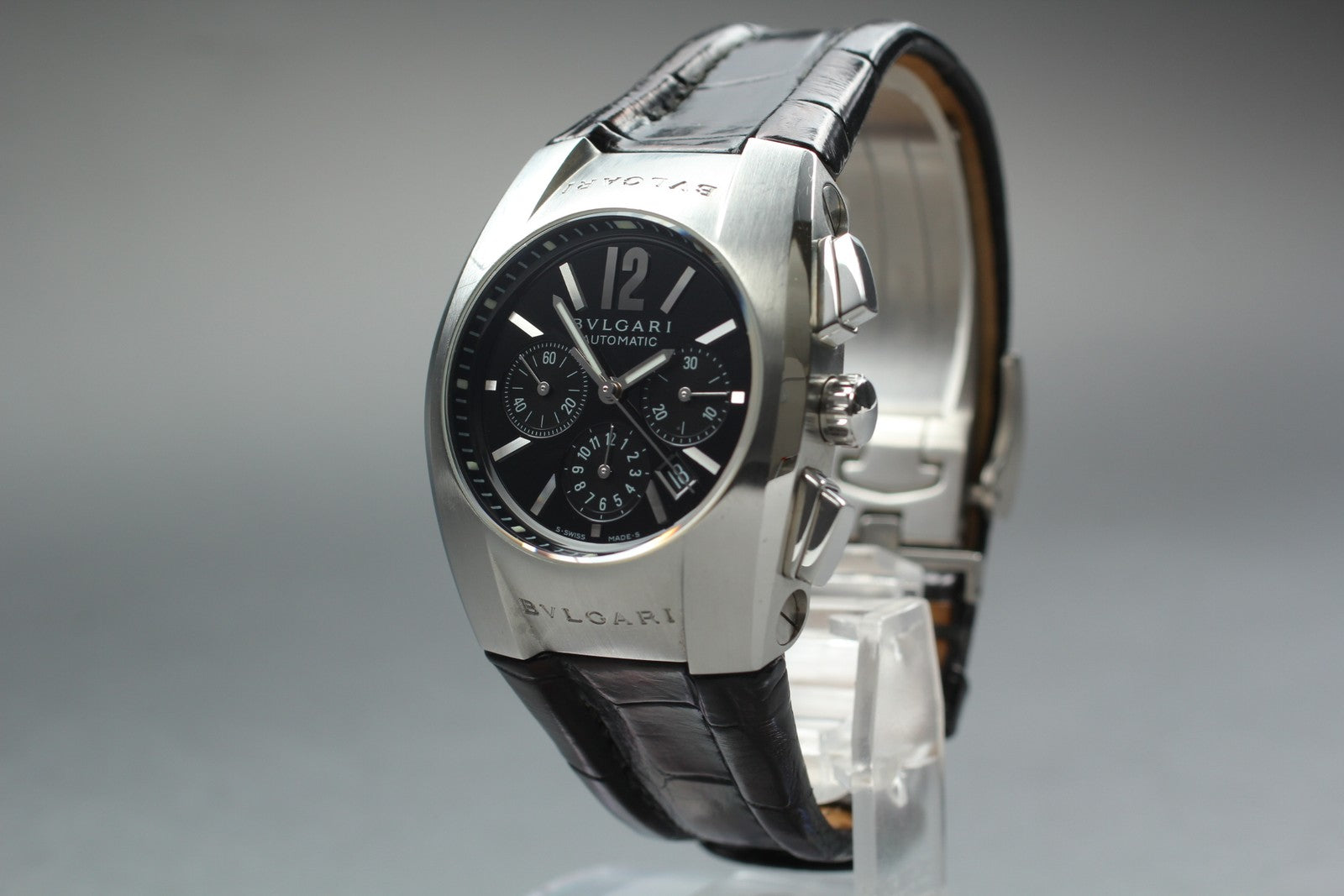 Exc+5*Box BVLGARI Elgon EG35SCH Black Dial Automatic Men's Watch 35mm From JAPAN