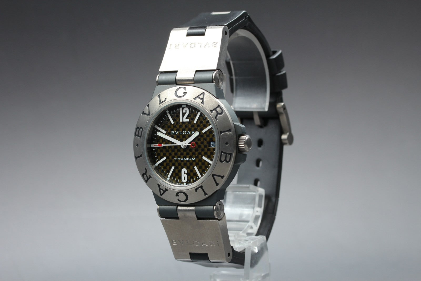 Vintage BVLGARI Diagono TI38TA Automatic Black Date Men's Watch 38mm From JAPAN
