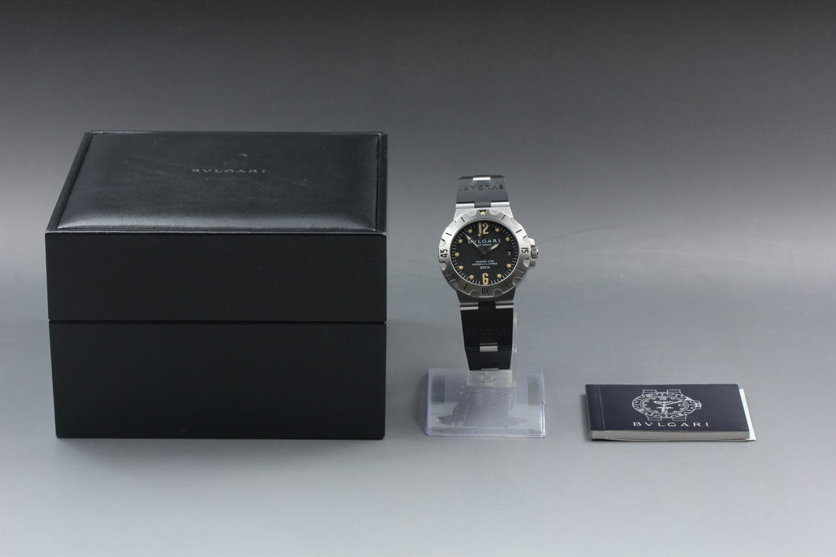 BVLGARI Diagono Scuba SD38S Black Dial Rubber 38mm Automatic Men's Watch [Box]