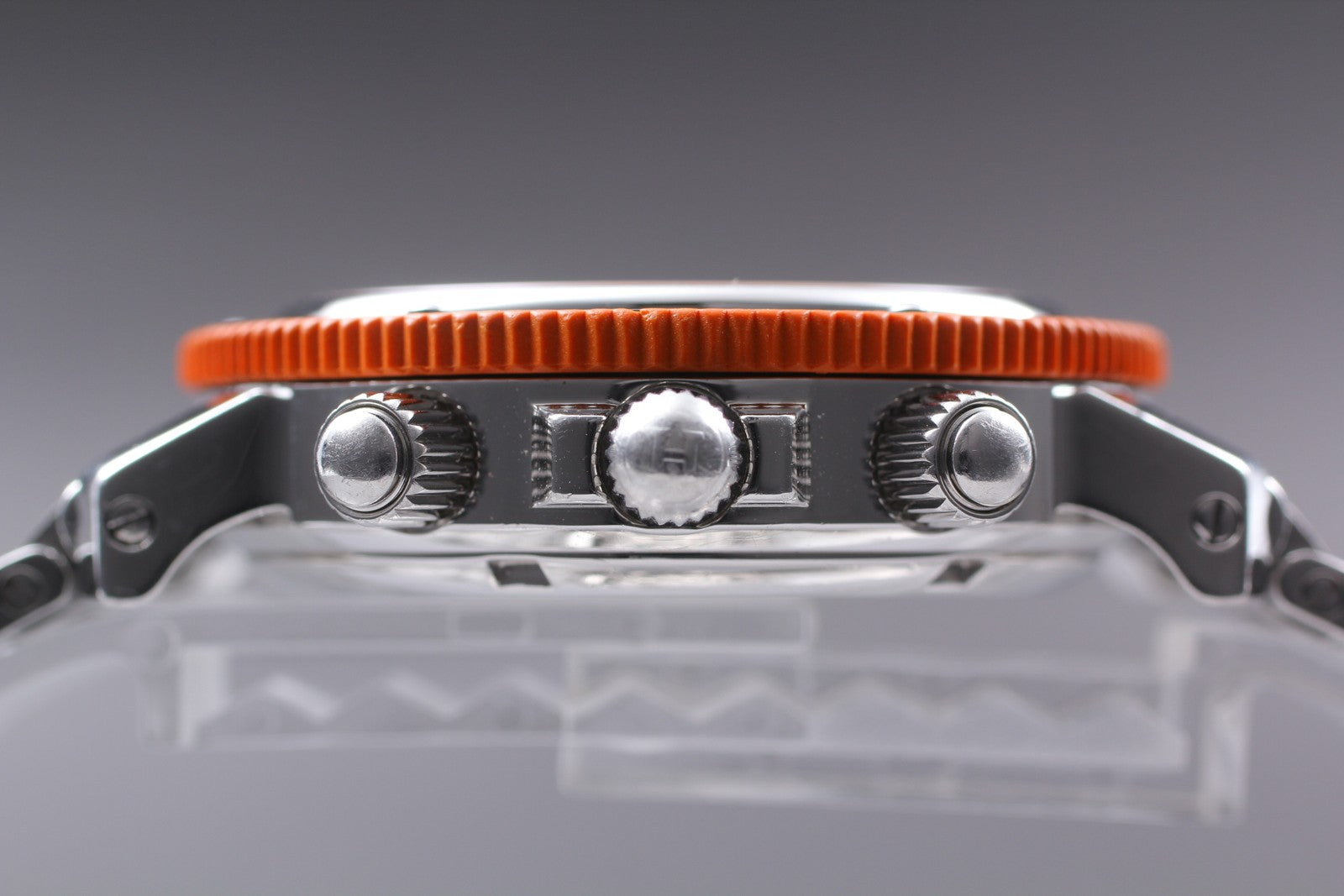 [Exc+5] HERMES Clipper CL2.916 Orange Dial Chronograph Quartz Men's Watch JAPAN