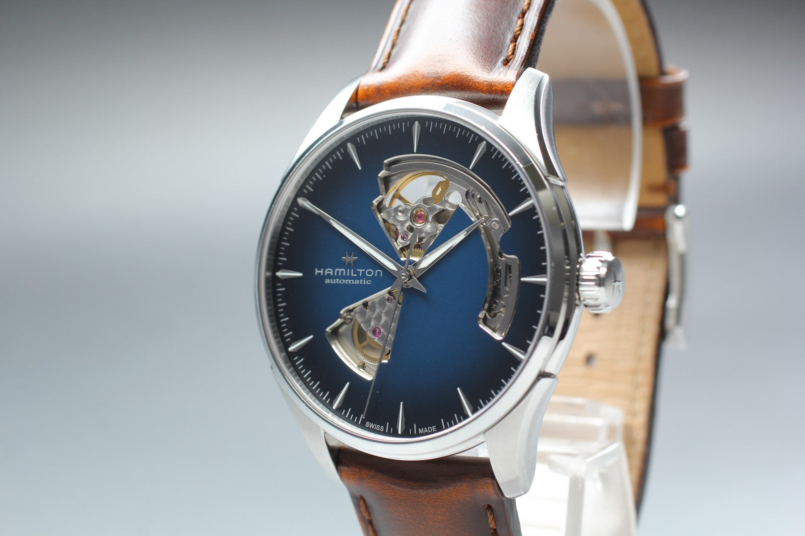 HAMILTON Jazzmaster Open Heart H326750 Blue Brown 39mm AT Men's Watch [Box]