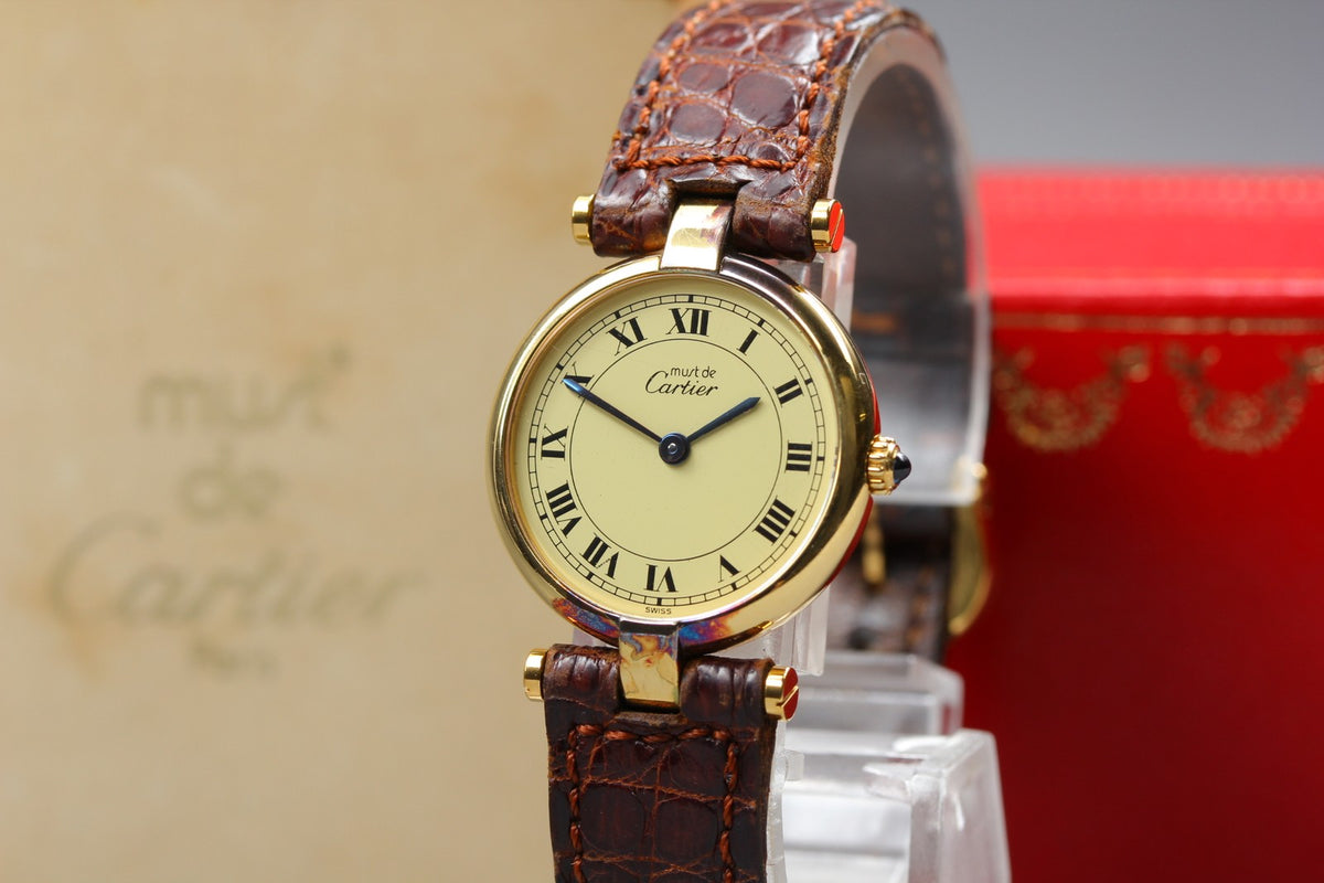 New Batt Cartier Must de Cartier Vendome 18 Quartz Women's Watch From JAPAN Box