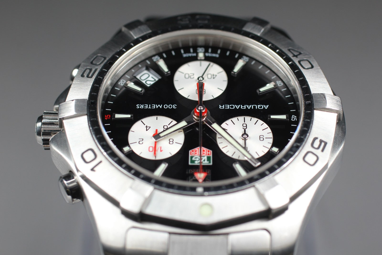 Box Tag Heuer Aquaracer CAF1110 Chronograph Black Quartz Men's Watch 42mm JAPAN
