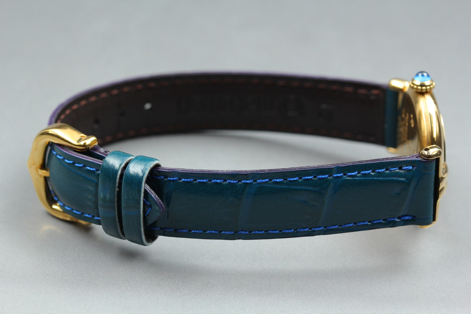 Vintage [ Near MINT- ] Cartier Must Colisee Vermeil 590002 Blue Women's Qz Watch