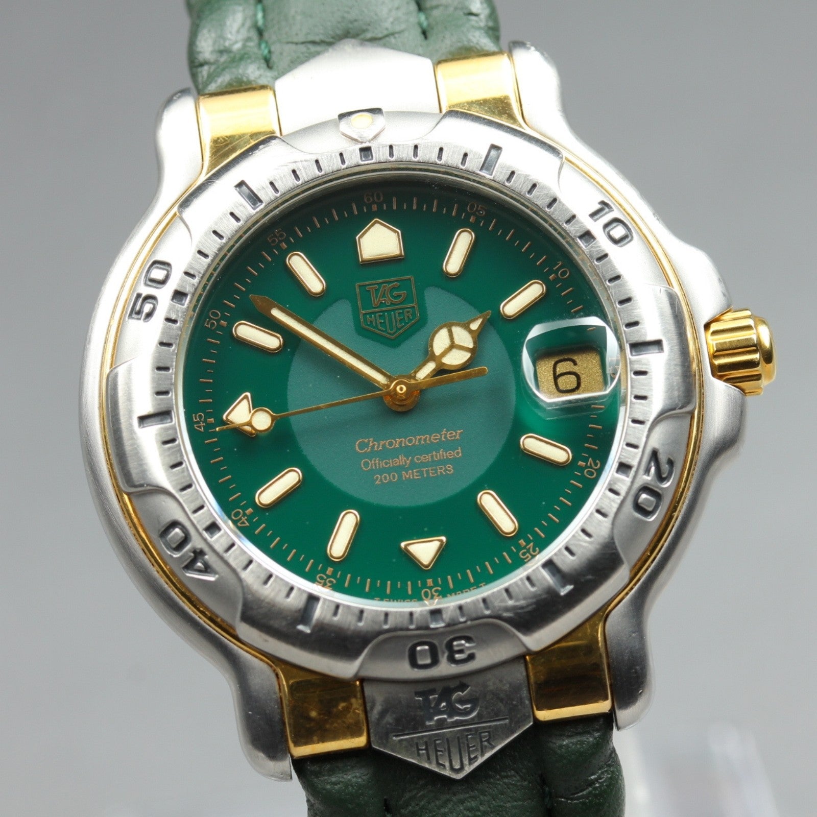 TAG HEUER 6000 Chronometer WH5153 -K1 Automatic Green Men's Watch 37mm JAPAN