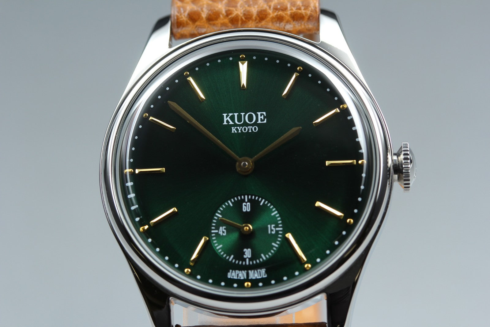 KUOE KYOTO OLD SMITH 90-001 34mm Green Dial Brown Quartz Men's Watch [Box]