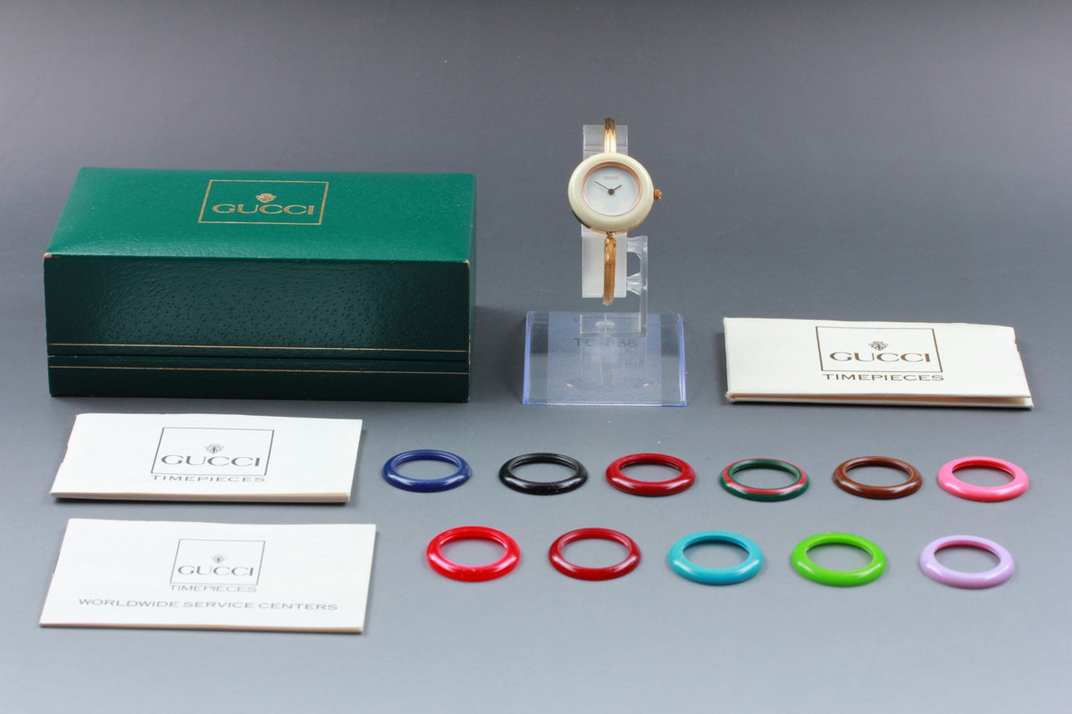 GUCCI Change Bezel 11/12.2 12Color Quartz Women's Watch 25mm Box New Batt JAPAN