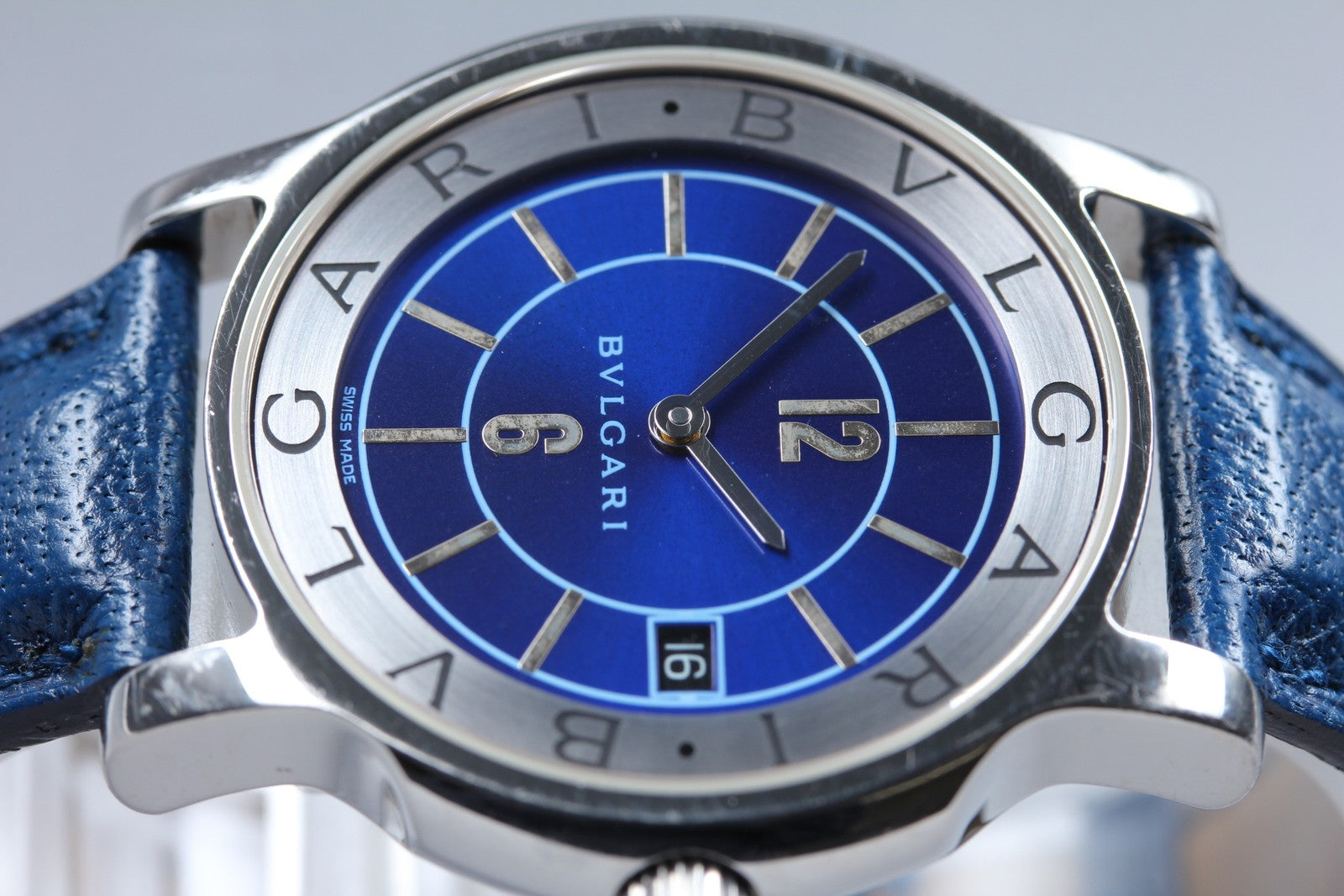 [Exc+5 Box] BVLGARI Solotempo ST35S 35mm Blue Dial Unisex Quartz Watch