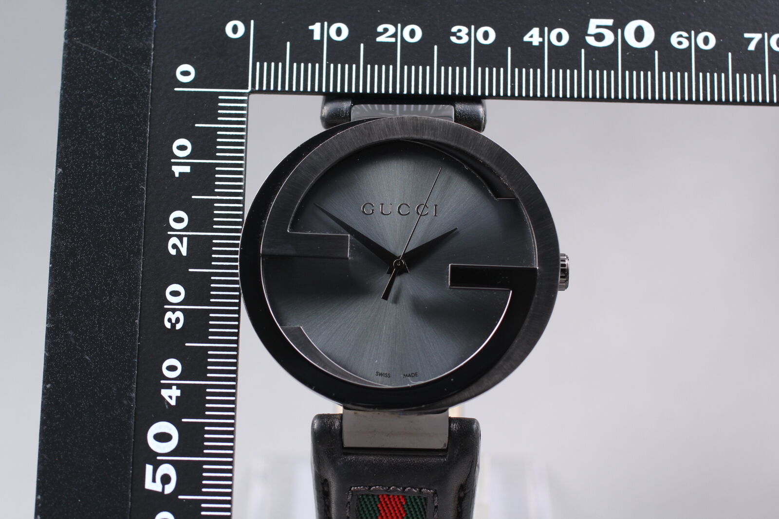 [ N MINT- ] GUCCI Interlocking 133.2 Black Dial Sherry Line Men's Qz Watch JAPAN