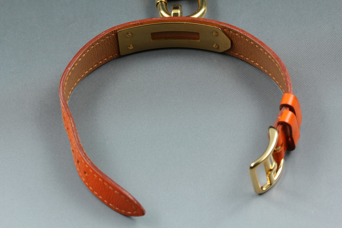[Overhauled /Box] HERMES Kelly Watch Orange Dial Gold "A" Woman's Watch Quartz