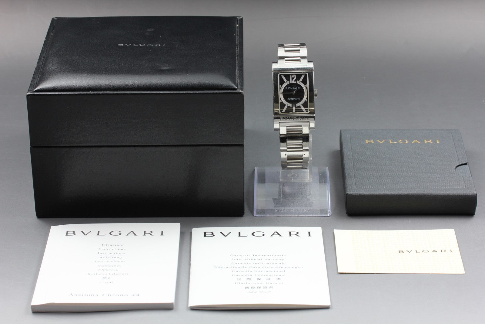 [Exc+5] BVLGARI Rettangolo RT45S Automatic Black Dial Men's Watch From JAPAN Box