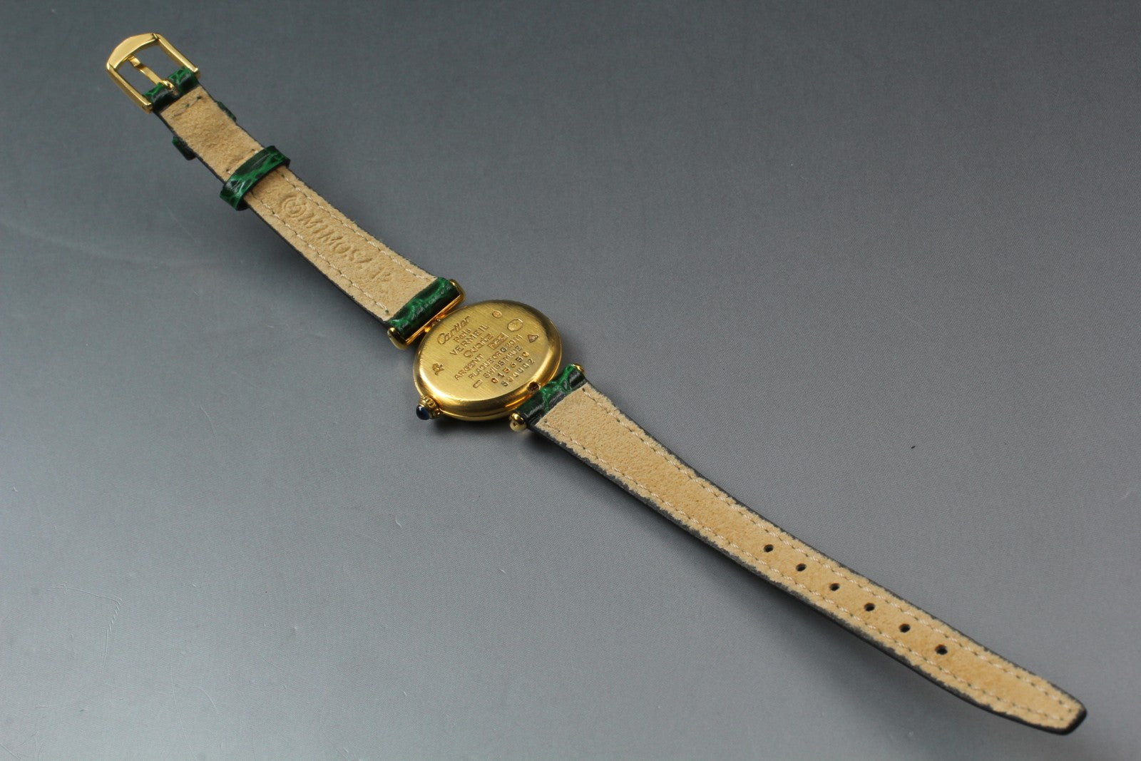 Vintage Cartier Must Colisee Vermeil 590002 Green Gold Women's Qz Watch [Box]