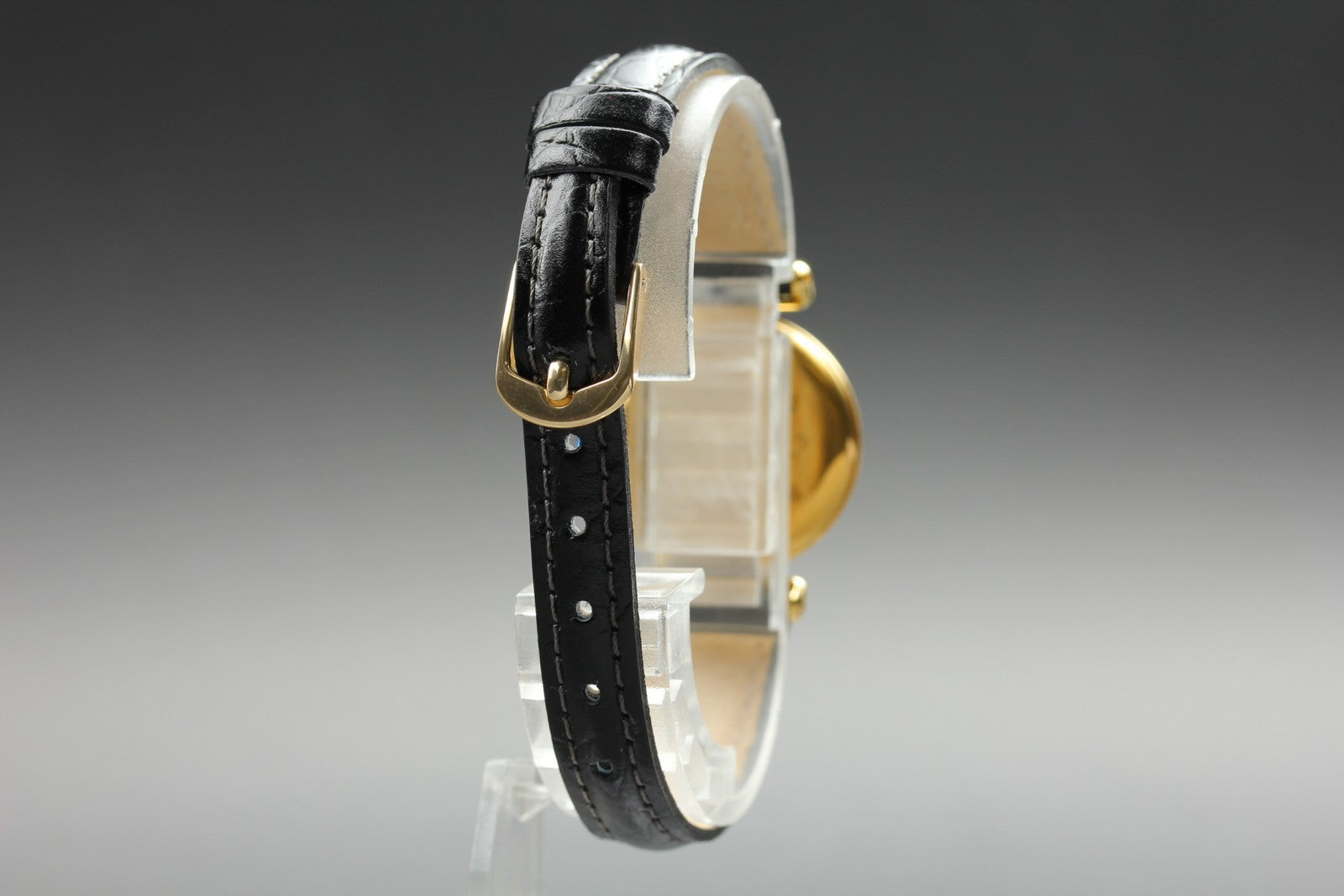 Vintage Cartier Must Colisee Vermeil 590002 Black Dial Gold Women's Quartz Watch