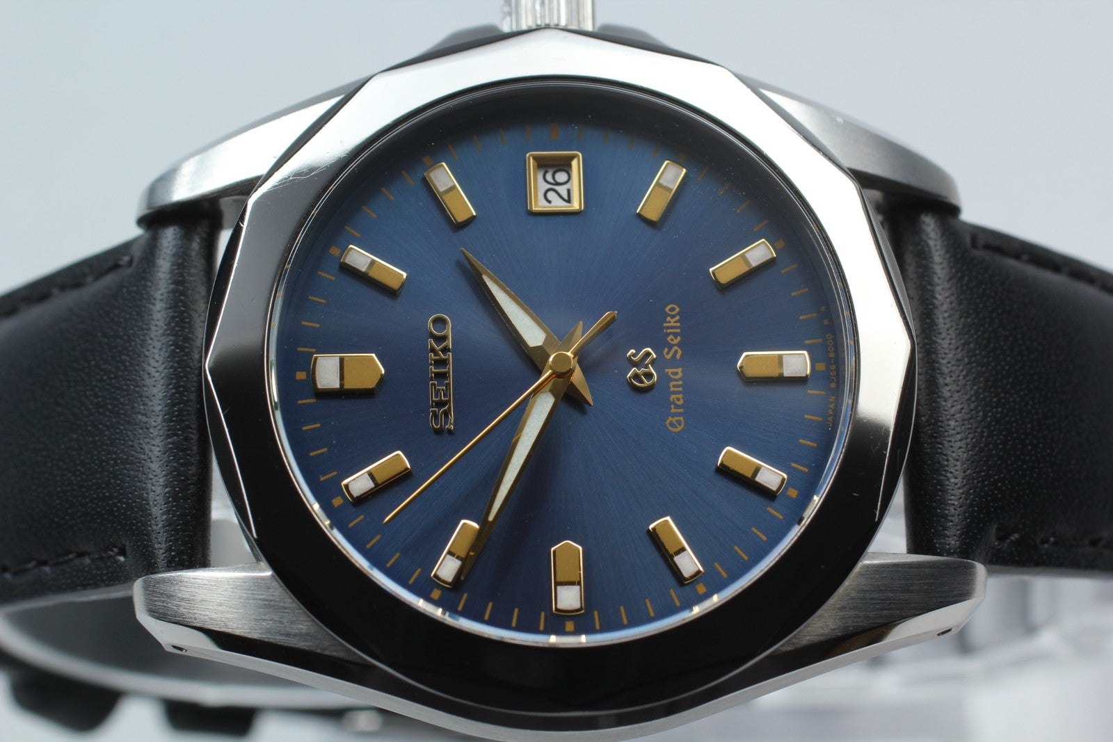 New Batt* SEIKO Grand Seiko 8J56-8000 SBGF003 Blue Quartz Men's Watch 36mm Exc+5