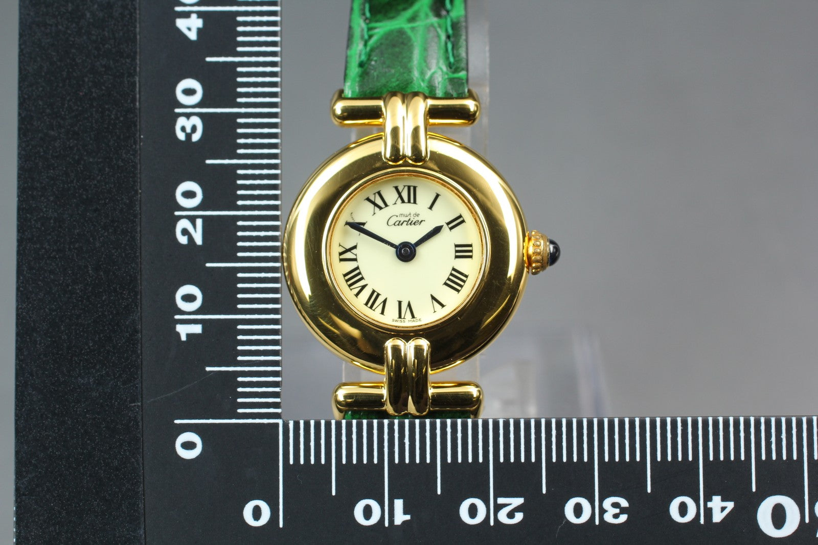 Vintage Cartier Must Colisee Vermeil 590002 Green Gold Women's Qz Watch [Box]
