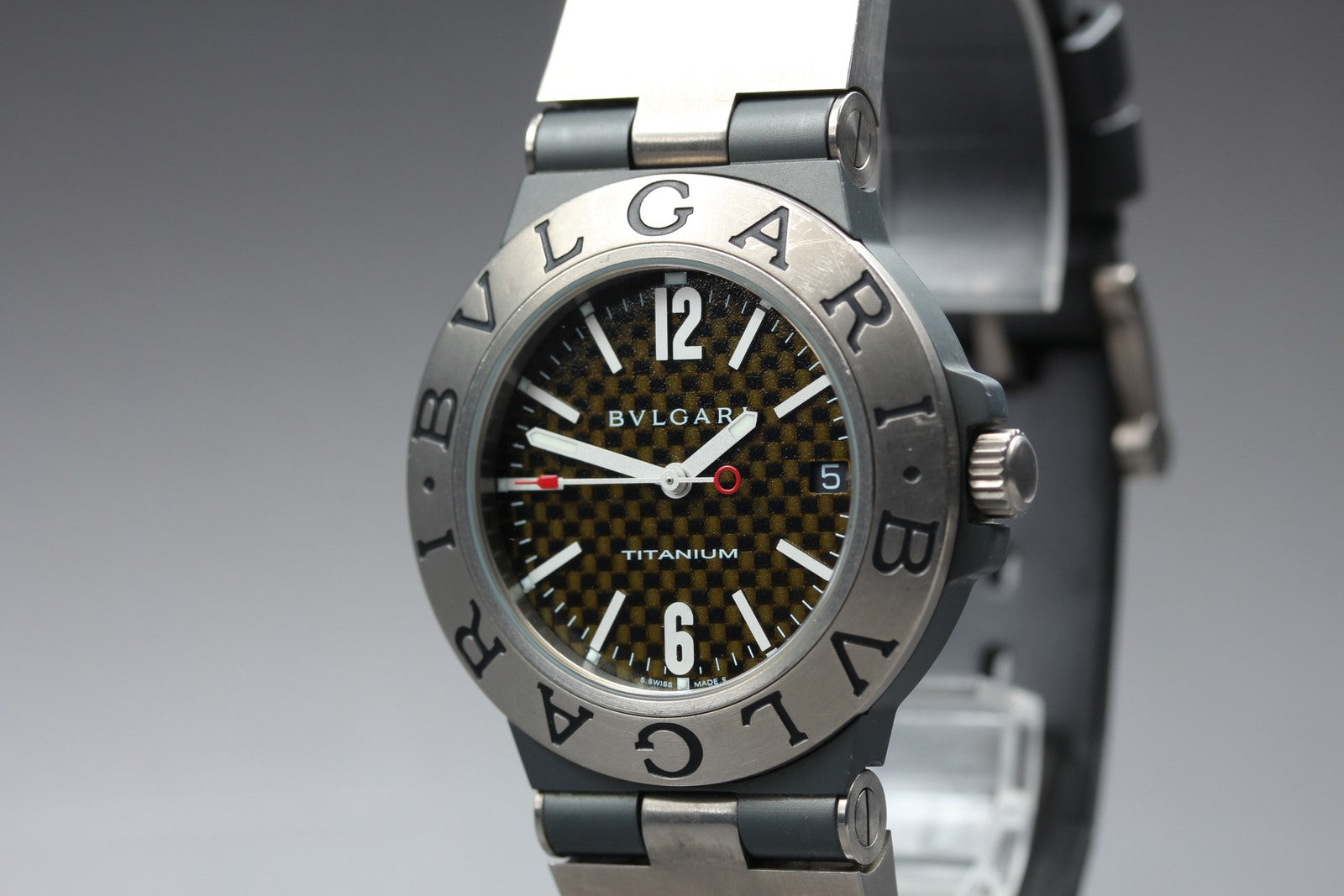 Vintage BVLGARI Diagono TI38TA Automatic Black Date Men's Watch 38mm From JAPAN