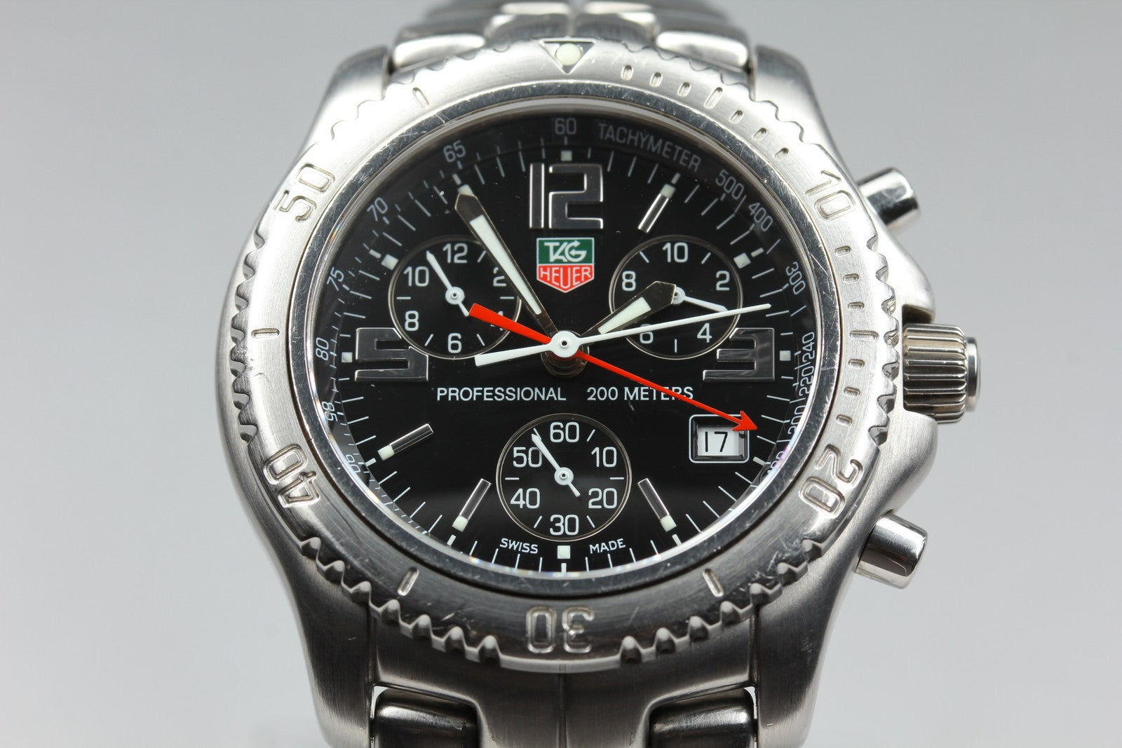 TAG HEUER Link CT1111 Quartz Chronograph Black Men's Watch 40mm JAPAN Box
