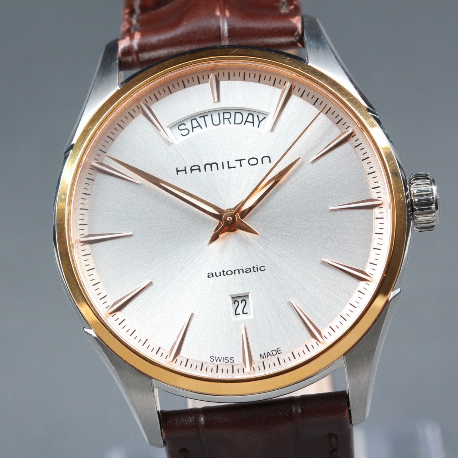 Hamilton Jazzmaster H425250 Silver Automat Day/Date Men's Watch 42mm JAPAN