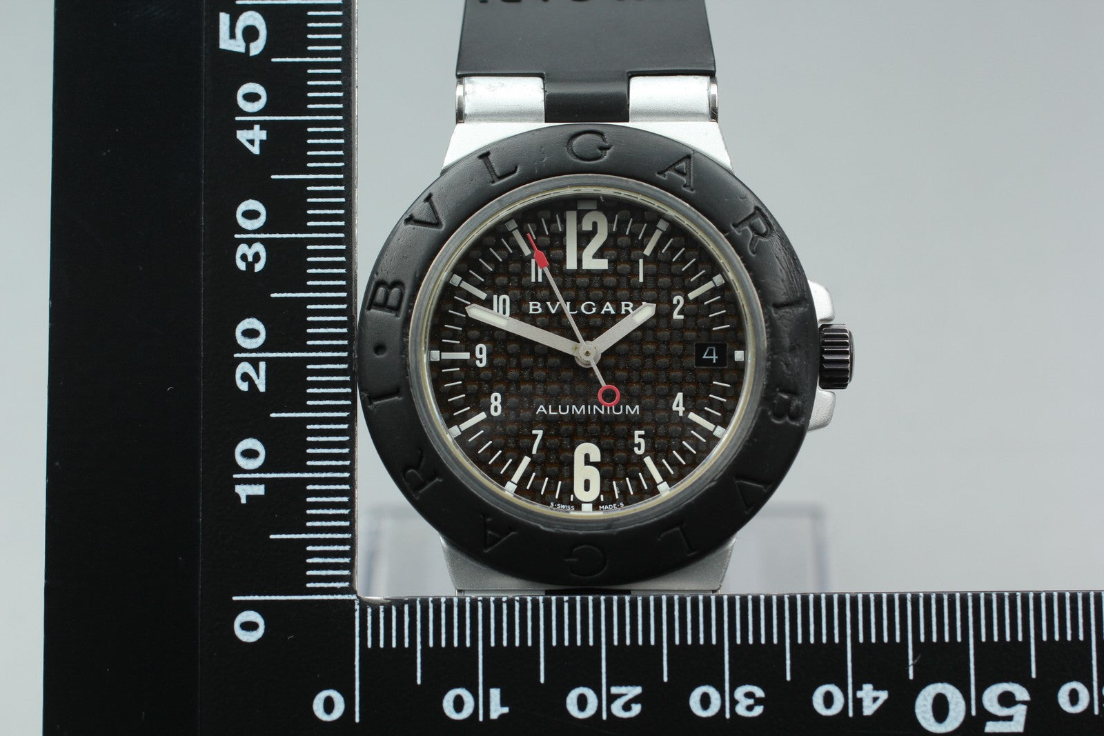 overhauled BVLGARI Aluminum AL38TA Black Men's Automatic Watch 38mm JAPAN Box