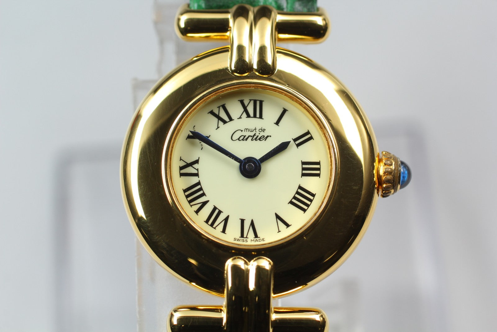 Vintage Cartier Must Colisee Vermeil 590002 Green Gold Women's Qz Watch [Box]