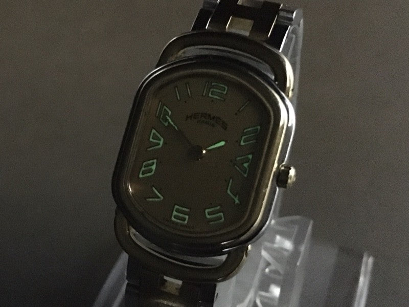 New Batt HERMES Rally Quartz Gold Dial Women's Watch 20mm From JAPAN